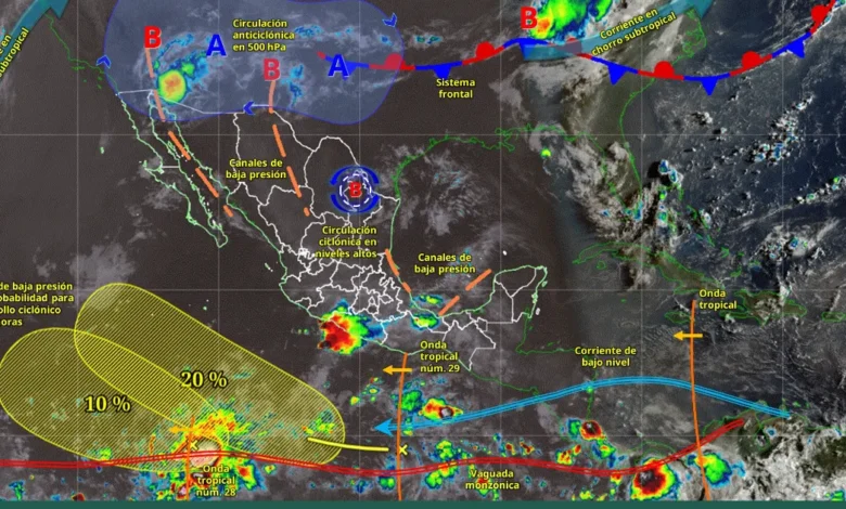 Pronóstico del clima: onda tropical núm. 29 generará fuertes lluvias (Imagen de Conagua)