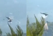 Captan choque de helicópteros en Grecia: dos muertos y dos heridos (Fotos de redes sociales)