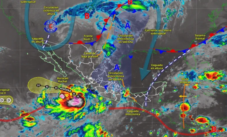 Pronóstico del Tiempo Hoy en México: llegada de huracán Rachel y frente frío (Imagen de Conagua)
