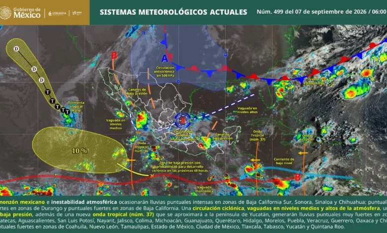 pronóstico del clima en méxico lluvias intensas y temperaturas de hasta 45 °c este lunes