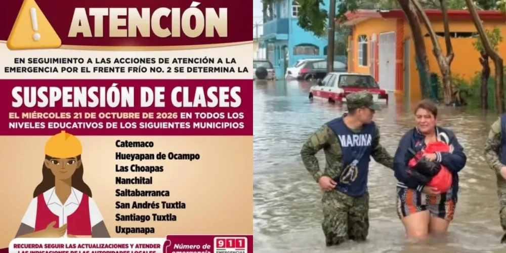Continúa suspensión de clases en Veracruz por efectos de frente frío 2 (Fotos de internet)