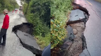 Carretera Veracruz-Poza Rica queda cerrada por socavón (Fotos de internet)