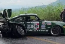 porsche 911 de 1973 vuelca durante la carrera panamericana y queda fuera de ruta a veracruz