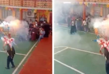 video dos estudiantes sufren quemaduras por pirotecnia durante festejo de xantolo en veracruz