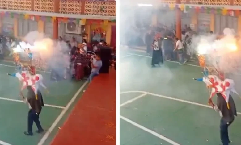video dos estudiantes sufren quemaduras por pirotecnia durante festejo de xantolo en veracruz