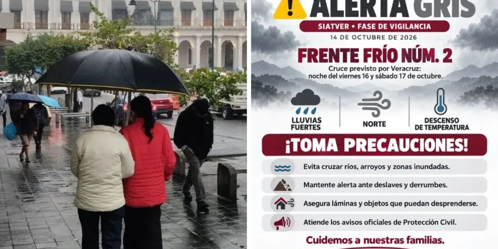 veracruz activa alerta gris por lluvias intensas del frente frío 2