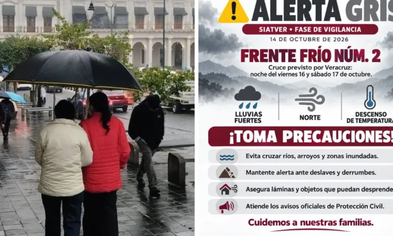 veracruz activa alerta gris por lluvias intensas del frente frío 2