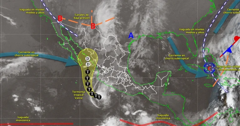 Clima hoy: tormenta tropical Vance y línea seca provocarán fuertes lluvias (Imagen de Conagua)