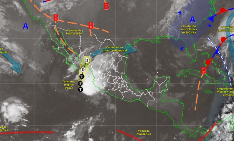 Pronóstico del clima: Vance avanza cómo tormenta tropical y genera lluvias fuertes (Imagen de Conagua)