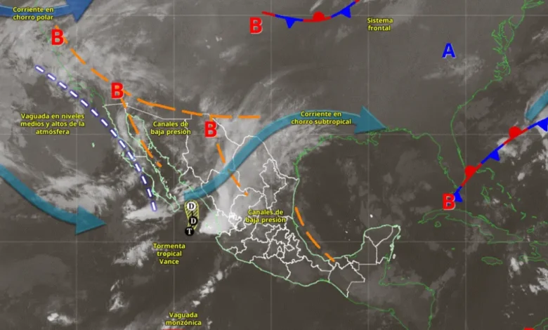 Clima hoy: canales de baja presión generarán lluvias fuertes en estos estados (Imagen de Conagua)